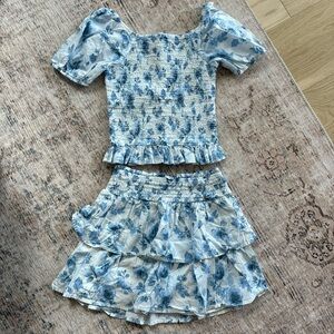 Cat & Jack Blue Floral Girls Matching Top and Skirt Set